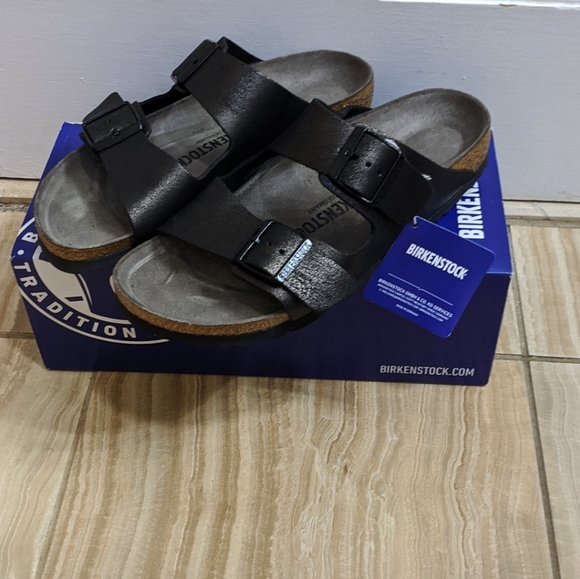 Birkenstock Black Metallic Arizona Sandal - Picture 5 of 8